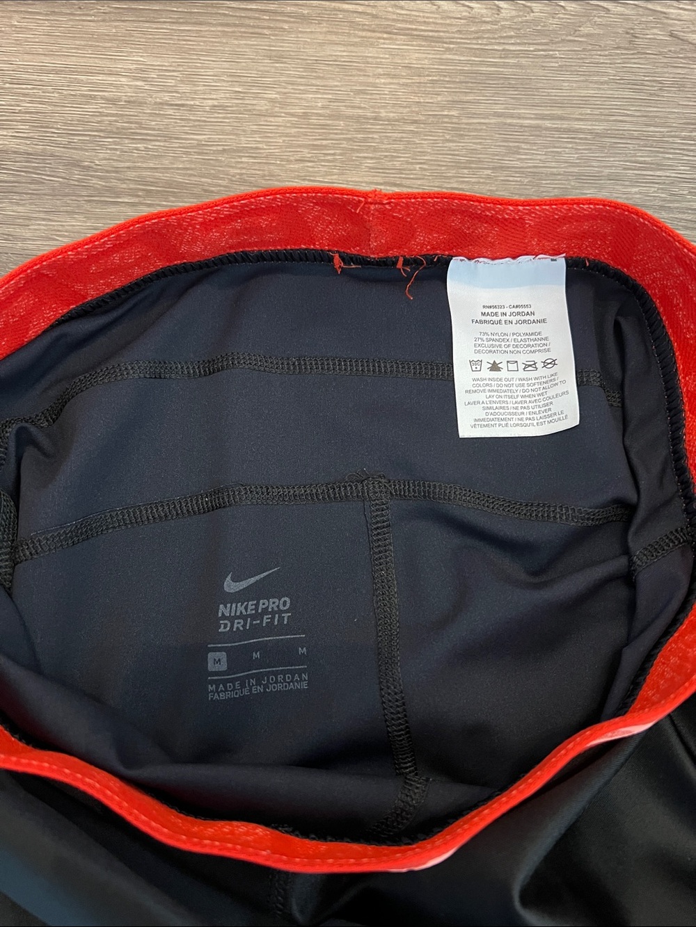 Nike Black Leggings with Red Nike Pro Waistband - Picture 3 of 6